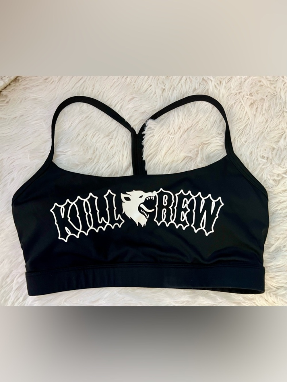 Black 'KILL CREW' Graphic Sports Bra 🔥🐺🎀